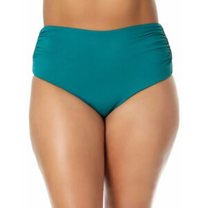 ANNE COLE Swim Bikini Bottoms High Waist Ocean Green Plus Size 20W 11027